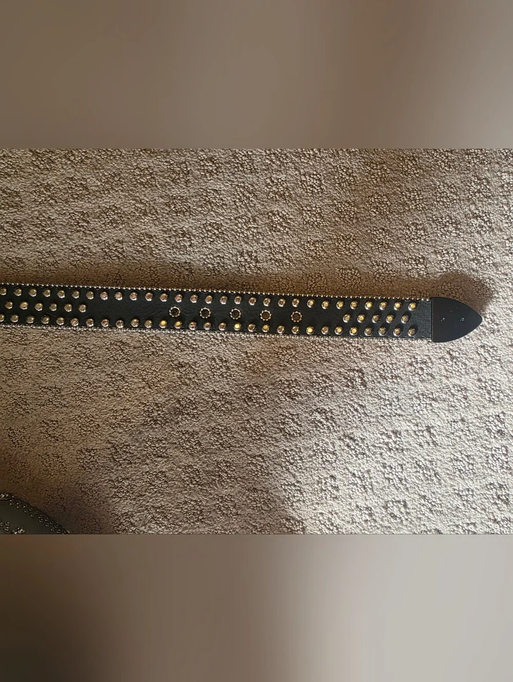 Black Studded Men's Leather Belt